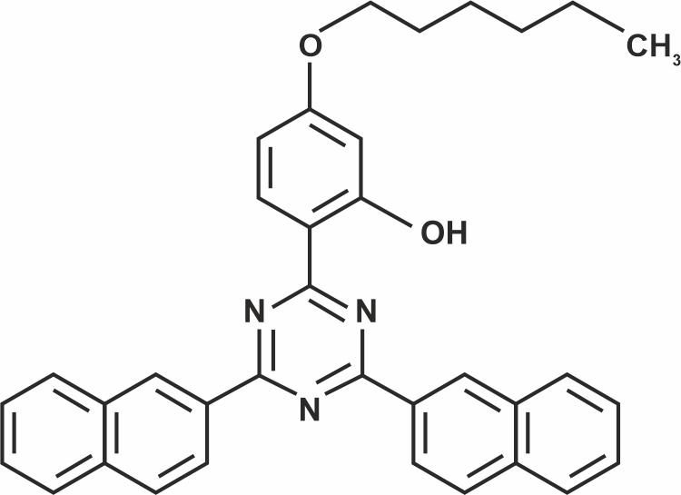 Bis-α-naphthyl(2-hydroxy-4-n-hexyloxyphenyl) -1,3,5-triazine (Appolo-2303)  [Under Development]