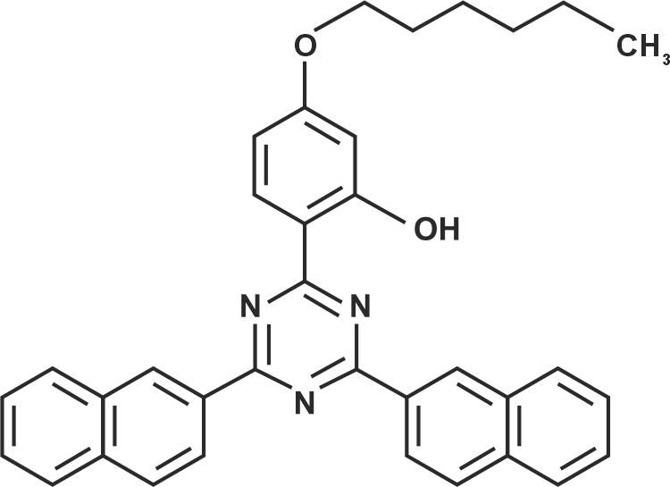 Bis-naphthyl(2,4-hydroxy-n-hexyloxyphenyl)-1,3,5-triazine (518045-49-3) (stellar-2044)