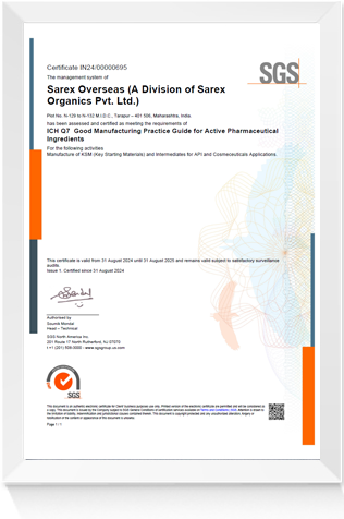 ICH Q7 GMP certificate SGS